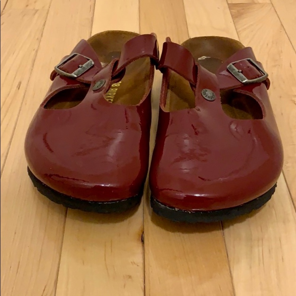 Birkenstock Boston clogs red patent leather